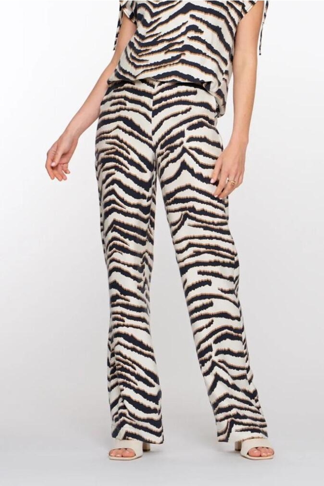 STRAIGHT LEG PANTALON MET ZEBRA PRINT 51410 20 000720 SAND/BLACK